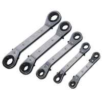 5pc Offset Metric Ratchet Ring Spanners Wrench Cranked Reversible 6-21mm