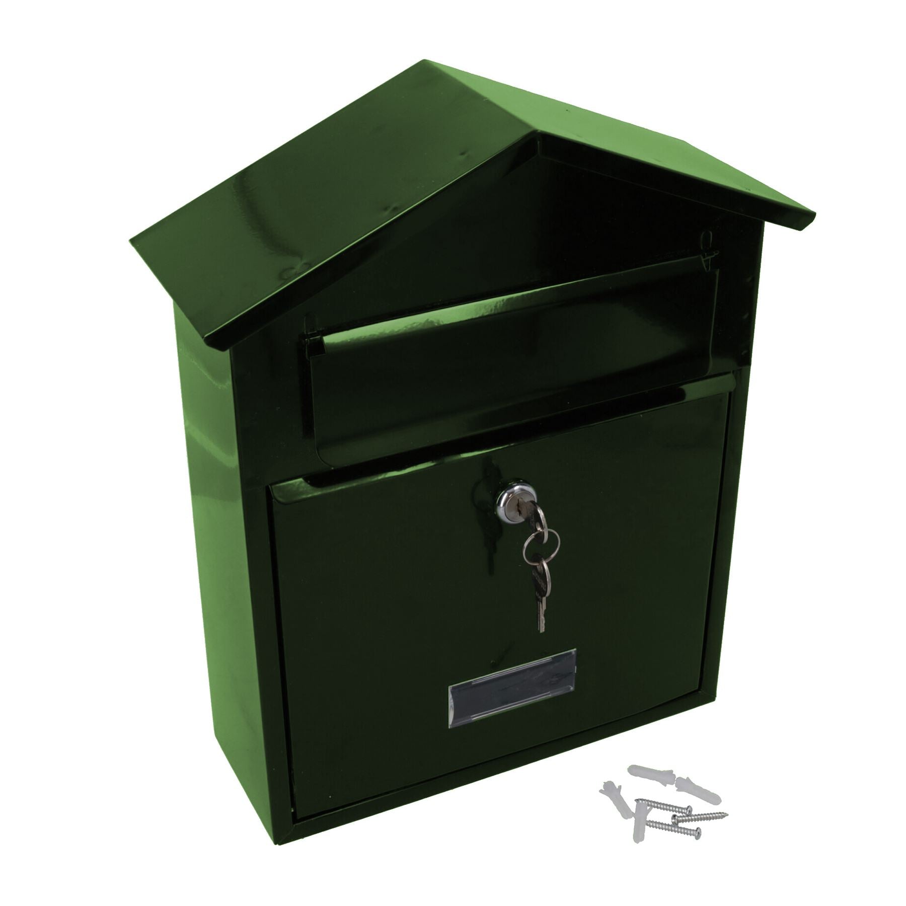 Letter Post Mail Box Metal Green Wall Door Gate Fence Garden House Lockable