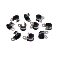 Pack of 10 Stainless Steel Rubber Lined P Clips Pipe Cable Clamp