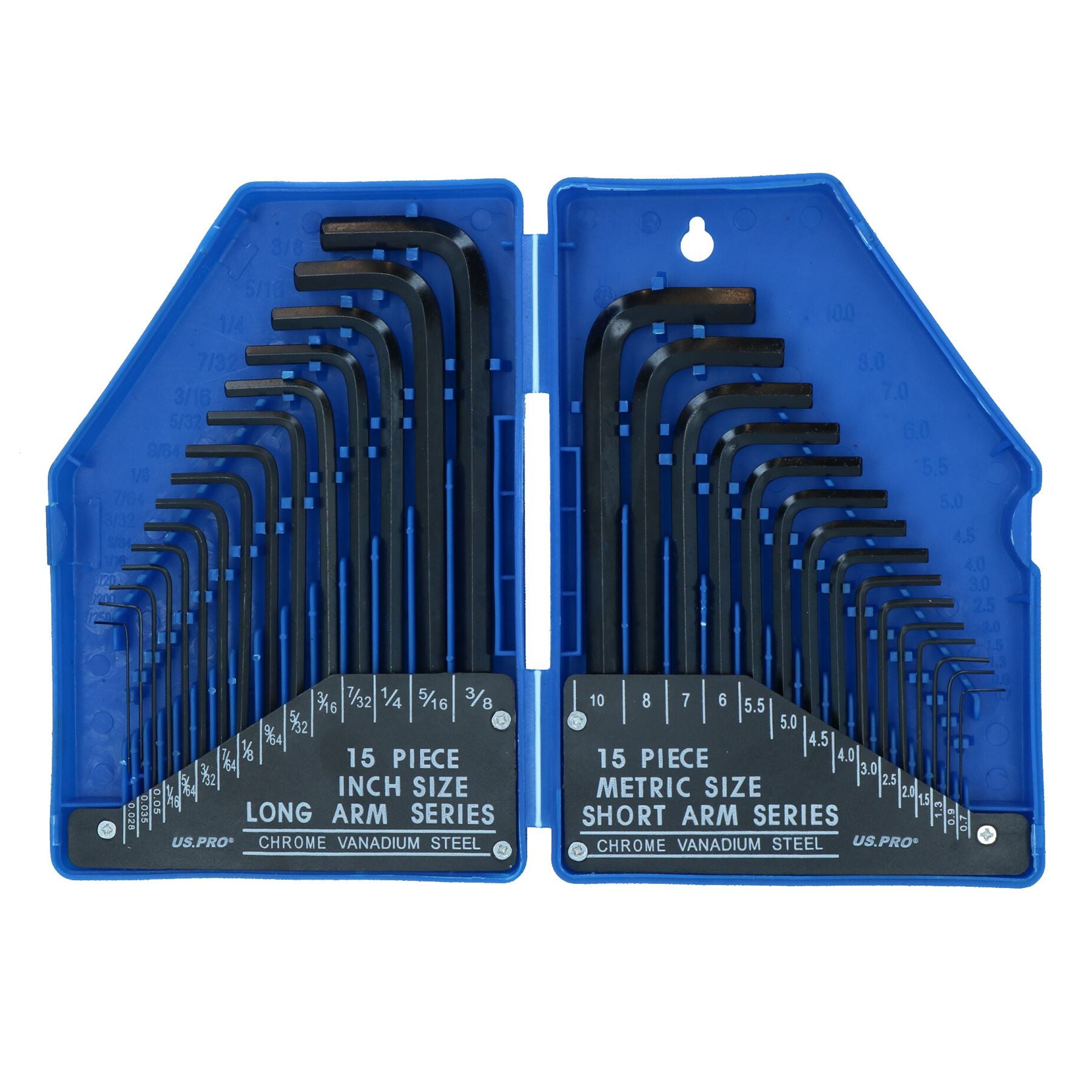 Metric and Imperial SAE AF Allen Hex Keys 0.7mm – 10mm / 0.028in – 3/8in 30pc