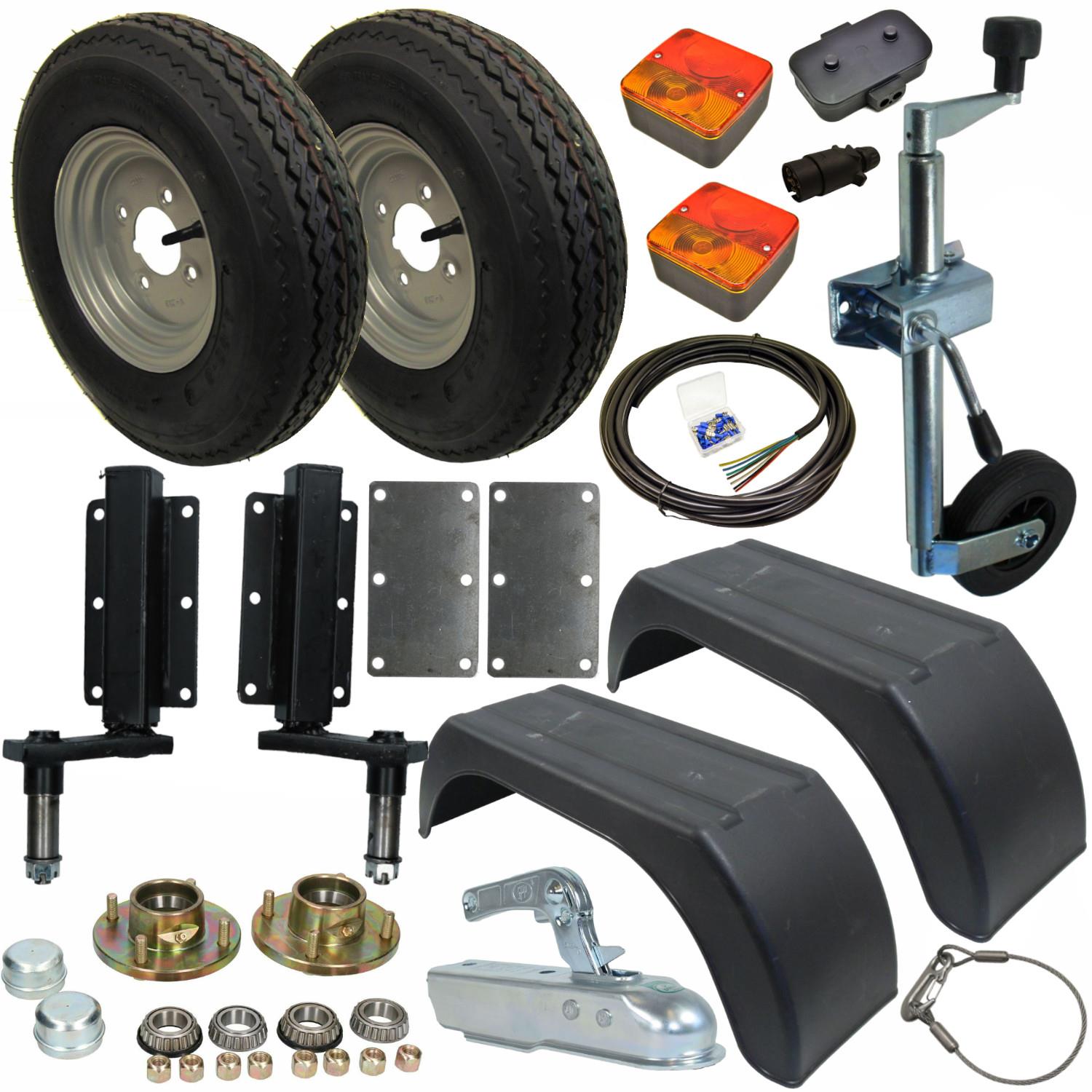 350Kg Trailer Kit Suspension Units Hitch Lights Mudguards 5m Cable Whe ...