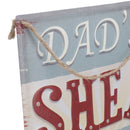 Novelty Hanging or Fixed 'Dad's Shed' Metal Sign Garage/Home PrePunched Hole