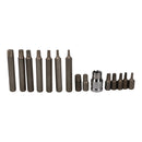 15pc Deep & Shallow Torx Star T20 - T55 Bit Set 1/2" Dr Male 30mm & 75mm