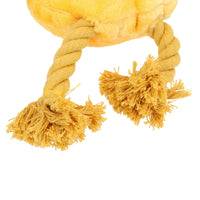 Plush Soft Yellow Happy Face Dog Play Toy With Squeak & Rope Arms.