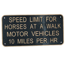 Speed Limit For Horses Cast Iron Sign Plaque Door Wall House Gate Motor Vehicle