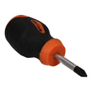 PZ2 x 38mm Pozi Headed Stubby Screwdriver with Magnetic Tip + Rubber Handle