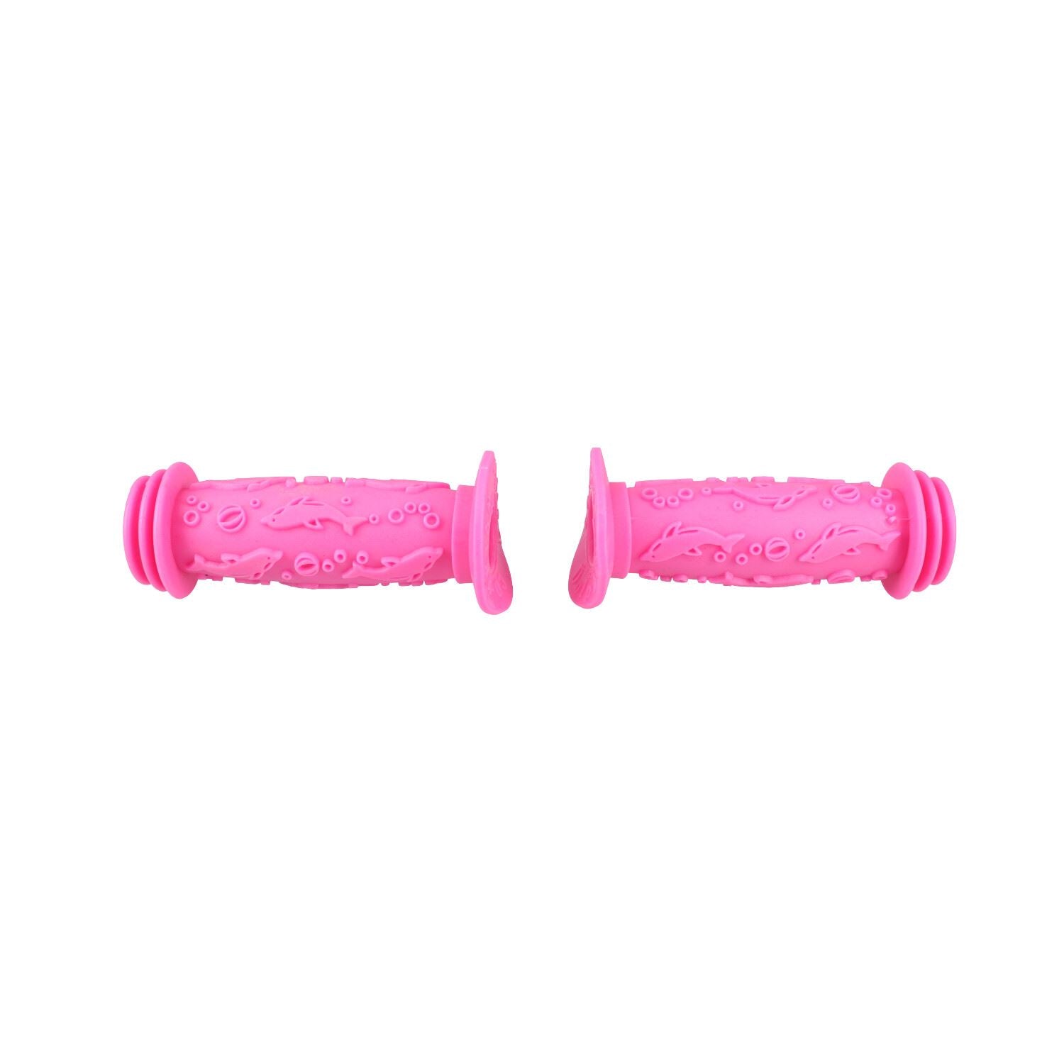 Junior Kids Pink Rubber Handlebar Grips Bike Cycle Anti-Slip Dolphin Design