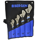 4pc Adjustable Spanner / Monkey Pipe Wrench Set Covers Range 0-36mm BERGEN AT558