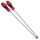 Extra Long reach Screwdrivers Pozi + Flat Headed PZ2 + 6.5mm 400mm Long 2pc