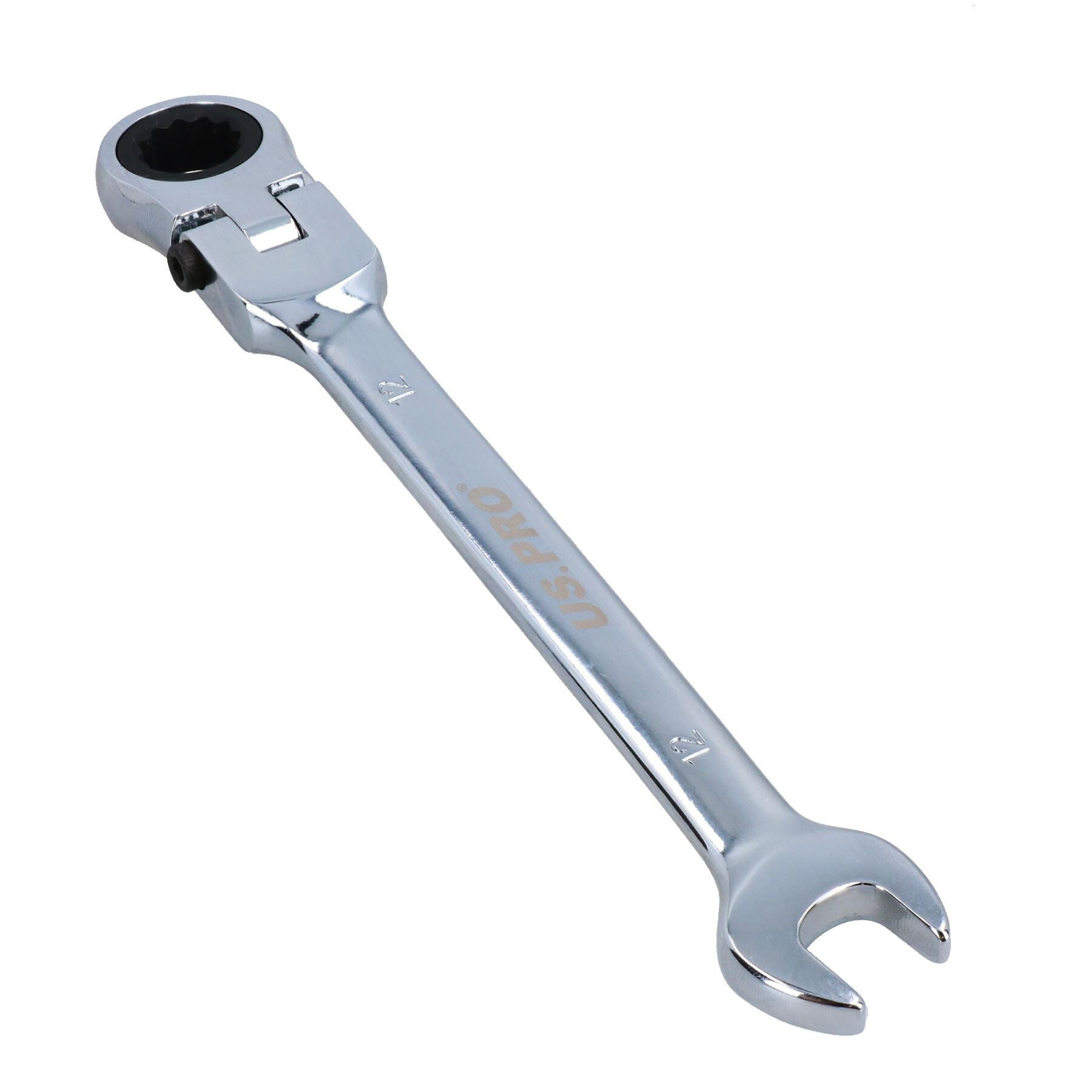 Flexible Headed Ratchet Combination Spanner Wrench with Integrated Lock