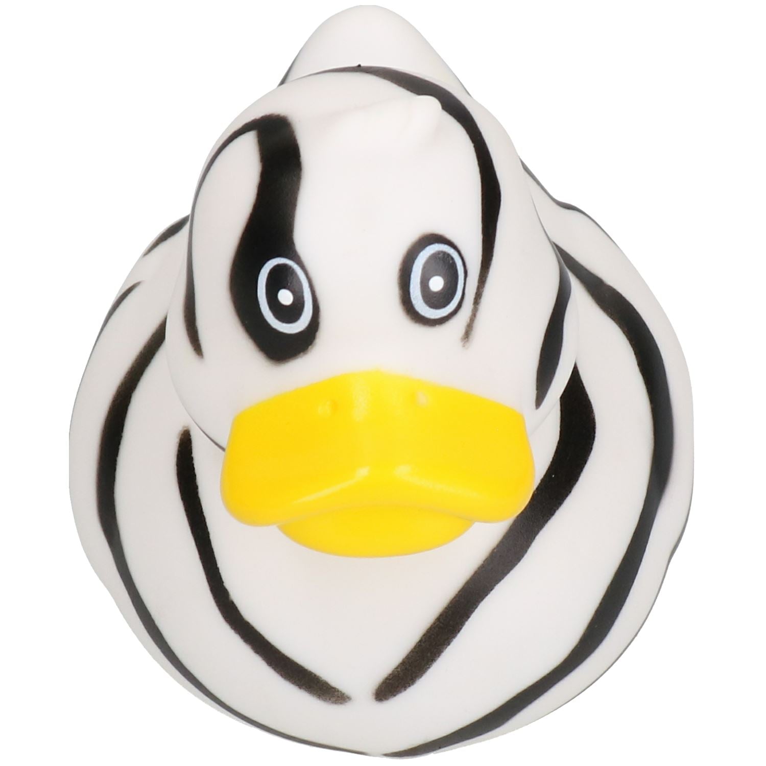 Black & White Rubber Vinyl Squeaky Duck Dog Toy With Internal Squeak 8x10cm