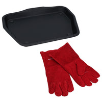 13" Metal Ashpan Ash Pan Tray For 18" Fireplace Burner & Heat Resistant Gloves