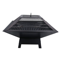 Outdoor Metal Garden Fire Pit Basket With BBQ Barbecue Grill + Safety Mesh