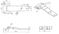 4 Pack Heavy Duty 145mm Strap Hinge Locker Door Hatch Zinc Plated 4mm Thick