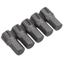 5 Pack M5 - M13 Male 30mm Ribe Bits With 10mm Hex End S2 Steel