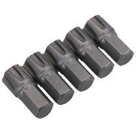 5 Pack M5 - M13 Male 30mm Ribe Bits With 10mm Hex End S2 Steel