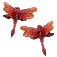 Green / Red Wall Mount Dragonflies Resin Shed Sculpture Statue House Garden