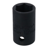 3/8in Drive Shallow Stubby Metric Impacted Impact Socket 6 Sided Single Hex