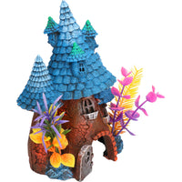 Aquatic Aquarium Blue Roof Pixie House Fish Tank Ornament 15x11x20cm