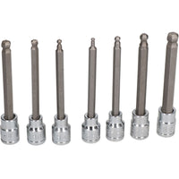 Metric Ball Ended Long Allen Hex Key Sockets 3mm - 10mm 3/8" Drive 7pc