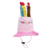 Pink Dog Plush Happy Birthday Candle Cake Hat Dog Novelty Hat Birthday Gift