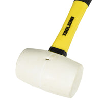 16oz White Rubber Mallet Non Marking Hammer With Fibreglass Handle Shaft