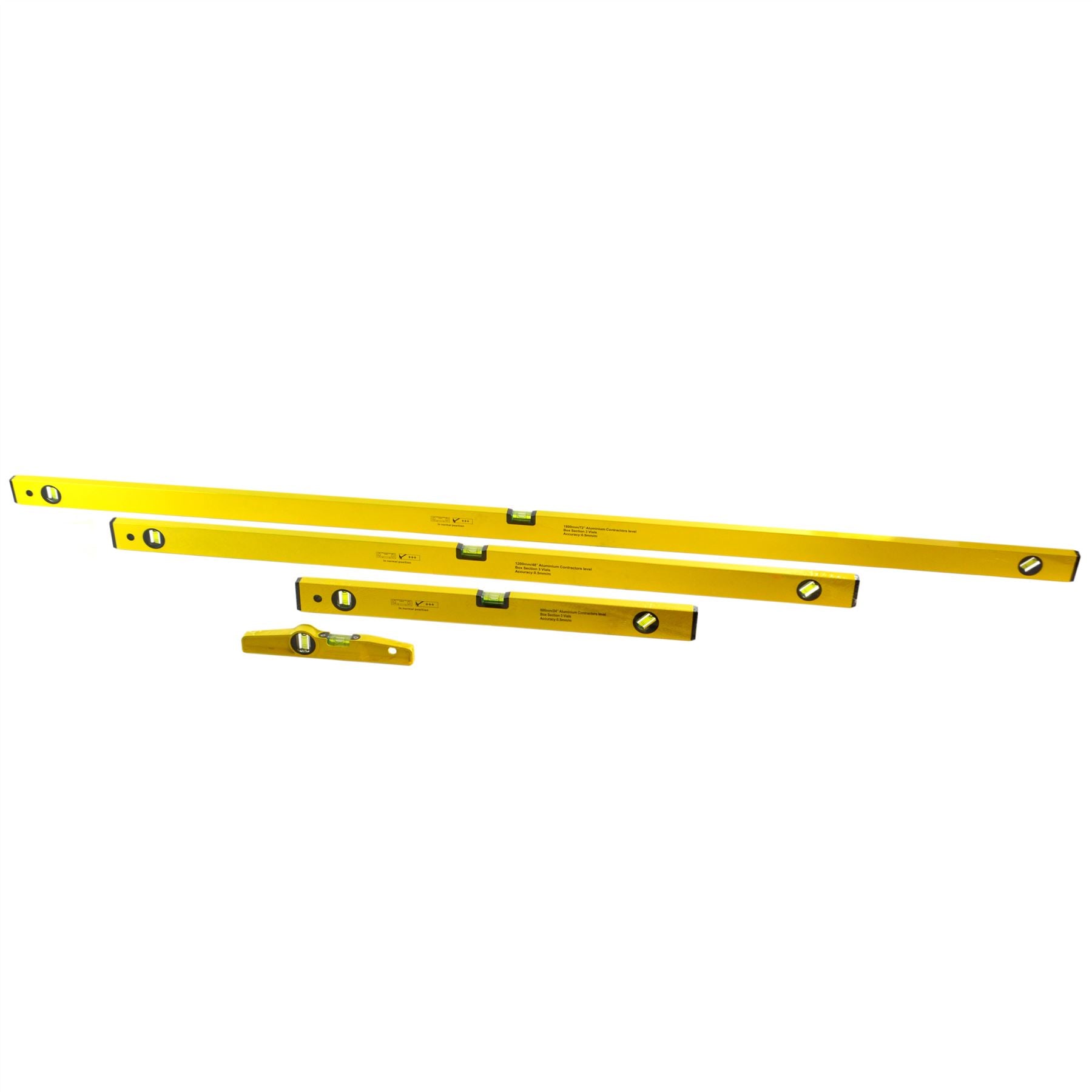 4pc Spirit Level Set 0.5 Mm/M With Ba 24" 72" 48" & 10" Scaffold Level TE840