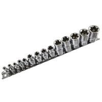 Torx / Star Female Sockets 14pcs Set 1/4" / 3/8" and 1/2" Drive E Sockets E4 - E24