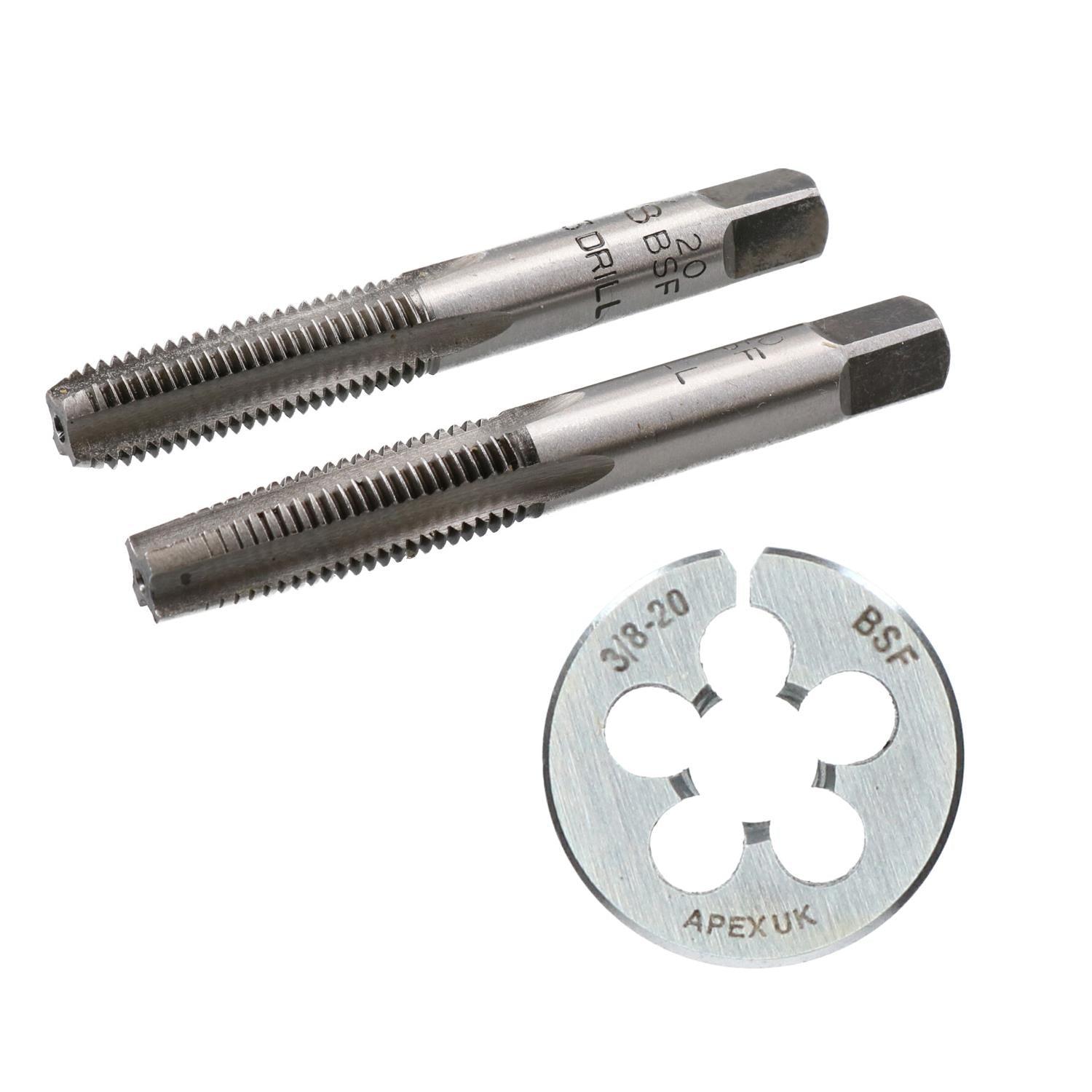 BSF Tap & Die Set Carbon Steel Taper Plug 1" Die Cutter Threading Tool Rethread