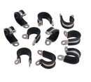 Pack of 10 Stainless Steel Rubber Lined P Clips Pipe Cable Clamp