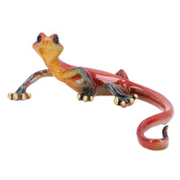 Red Speckled Gecko Lizard Resin Wall Shed Sculpture Decor Statue Medium