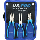 8" / 200mm Plier Pliers Set Combination Long Nose Cutters Soft Grip Handles 3pc