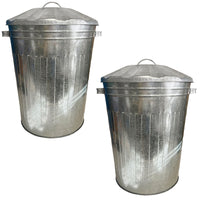 Large Metal Galvanised Bin with Lid + Handles Waste and Animal Feed Storage