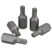 5 Pack M5 - M13 Male 30mm Ribe Bits With 10mm Hex End S2 Steel