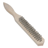 Wire Cleaning Brush 4 Rows of Steel Wire Bristles with Wooden Handle