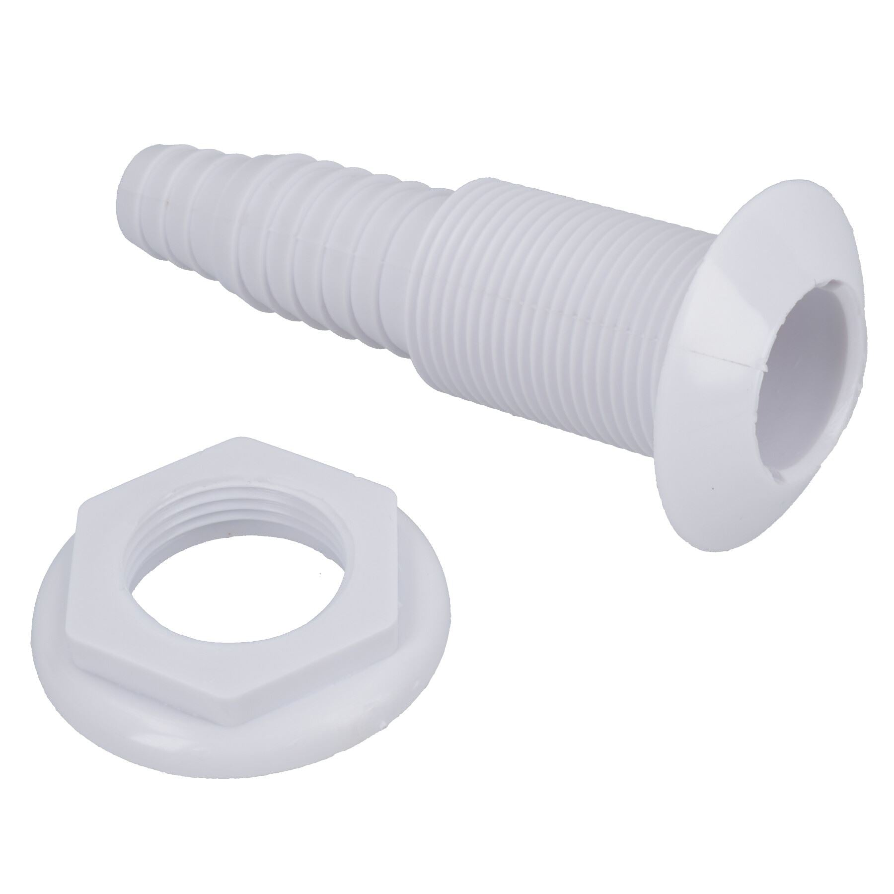 1" BSP Plastic Skin Through Hull Fitting 19mm & 25mm Hose Tail Bilge Pump Drain