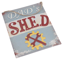 Novelty Hanging or Fixed 'Dad's Shed' Metal Sign Garage/Home PrePunched Hole