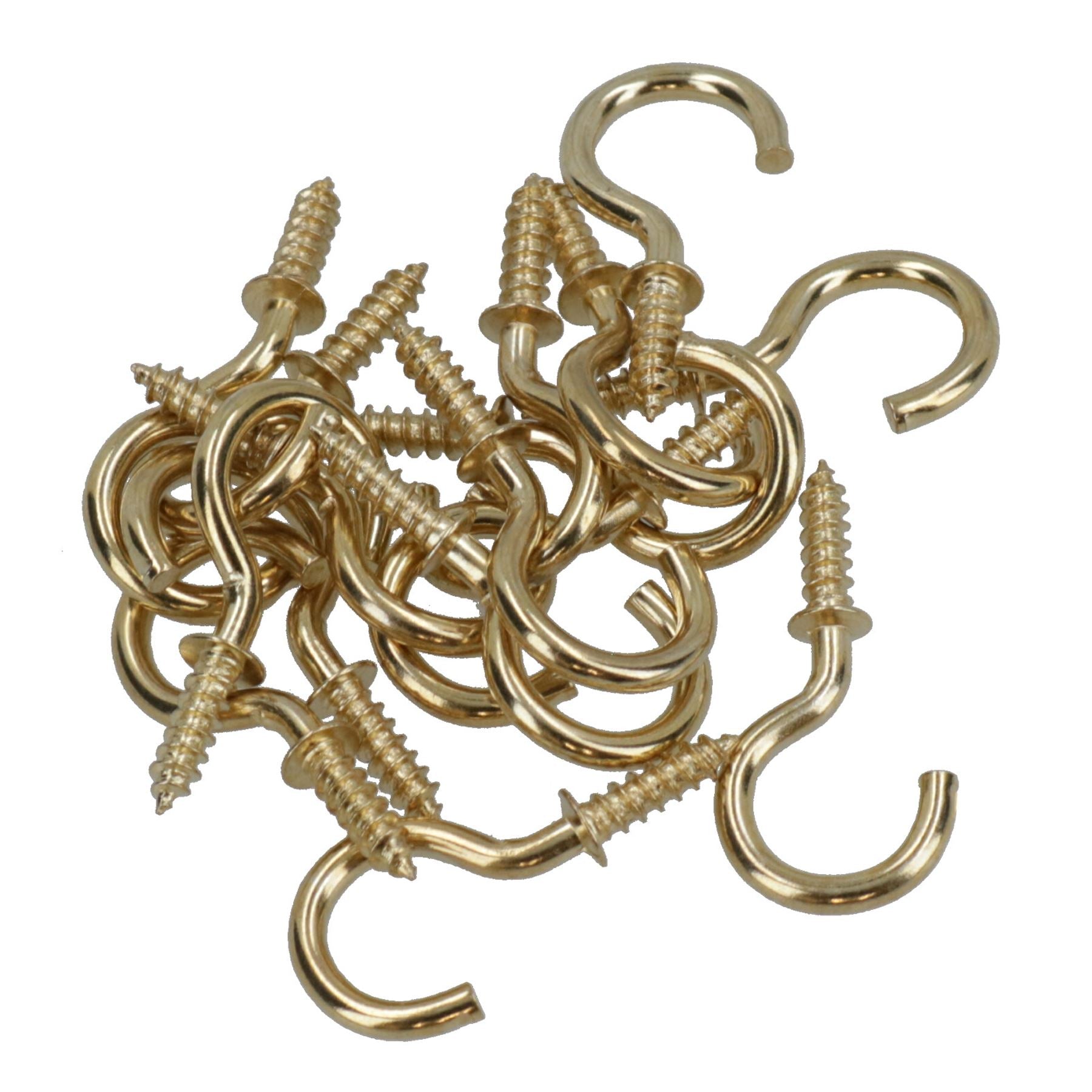 Shouldered Screw Hooks Fasteners Hanger Brass Plated 10mm Dia 19mm Length