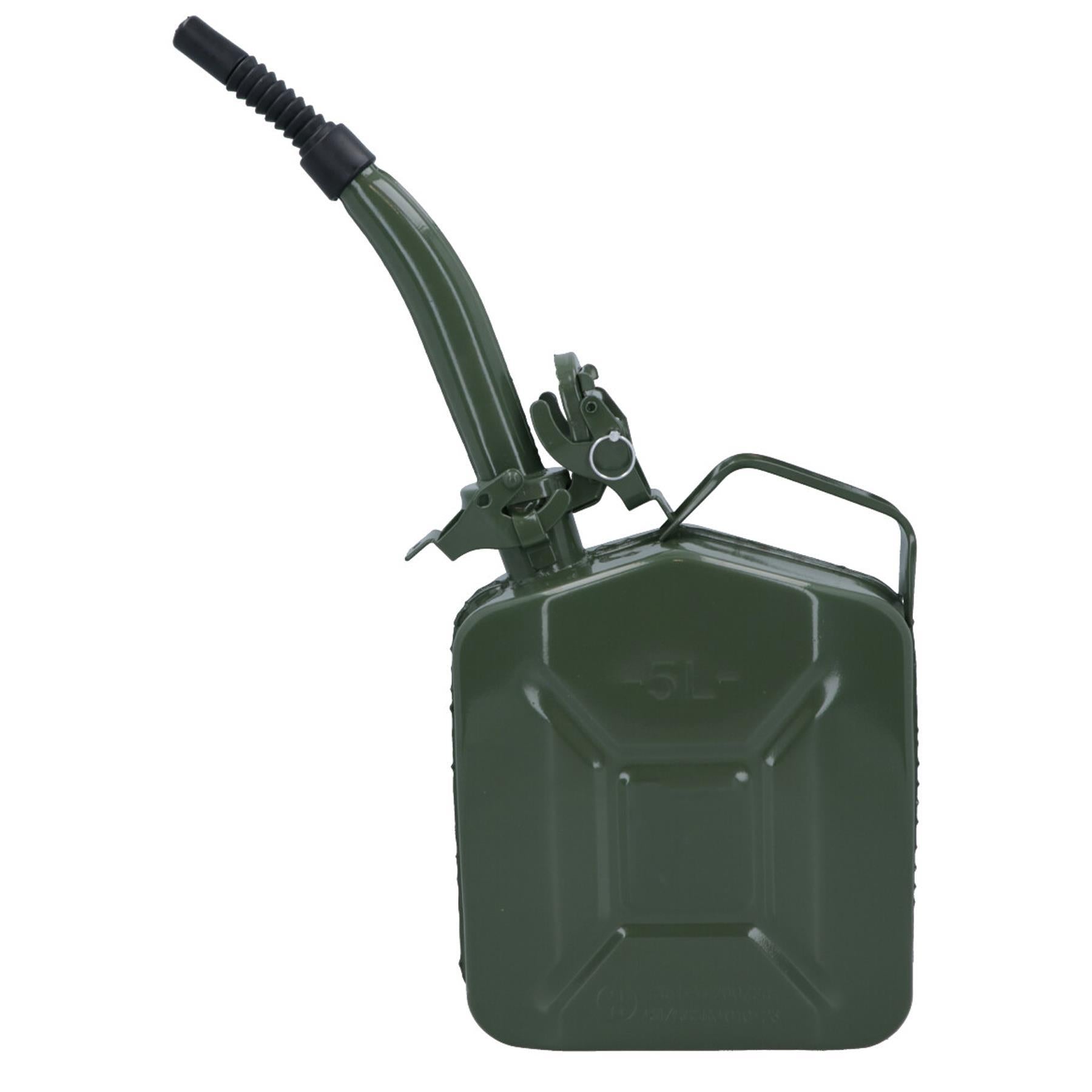 5 Litres Metal Fuel Jerry Can Holder Storage Container And Flexible Spout Pourer