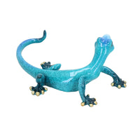 Blue Speckled Gecko Lizard Resin Wall Shed Sculpture Decor Statue Small House