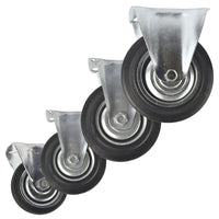 3 / 4 / 5 / 6" Fixed Rubber Caster Wheels Trolley Furniture Castor