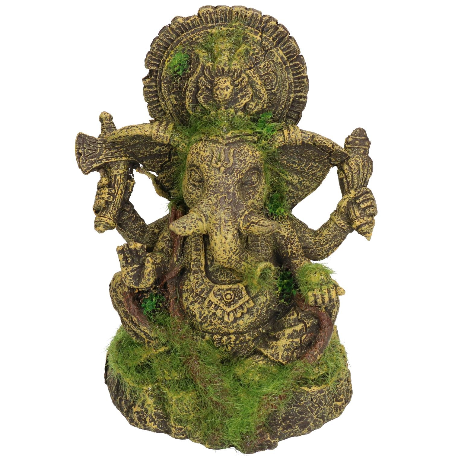 Aquatic Aquarium Decor Moss Covered Ganesha Fish Tank Ornament 12x10x15