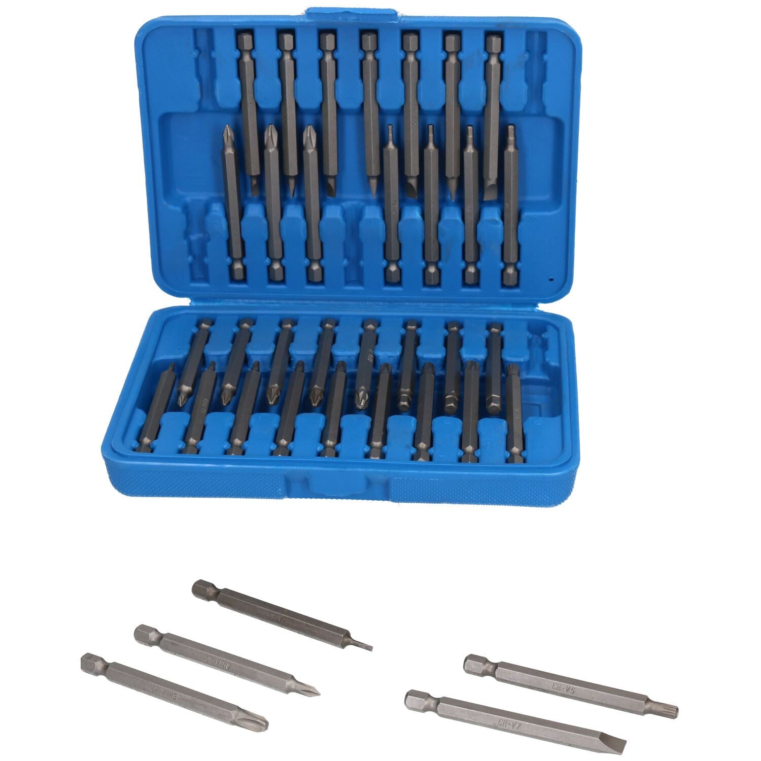 Extra Long 75mm Screwdriver Power Bit Set Phillips Pozi Hex Torx Flat Spline