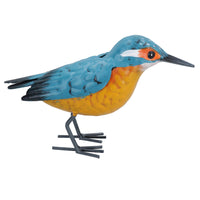 Hand Painted Metal Kingfisher Garden Ornament Sculpture Gift 8.5x12x20cm