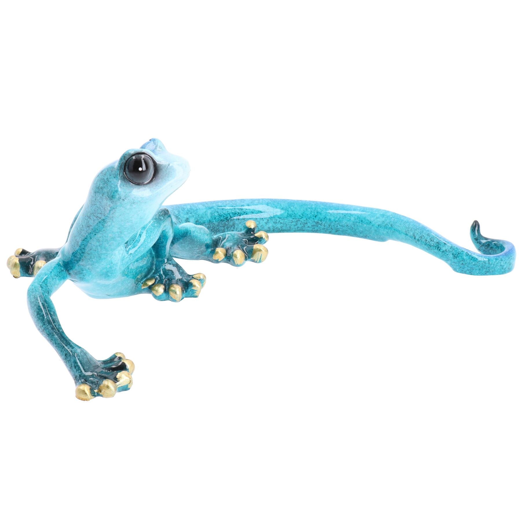 Blue Speckled Gecko Lizard Resin Wall Shed Sculpture Decor Statue Medium