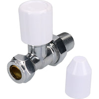 15mm Chrome-Plated Inline Brass Radiator Valve Straight Adjustable Lockshield