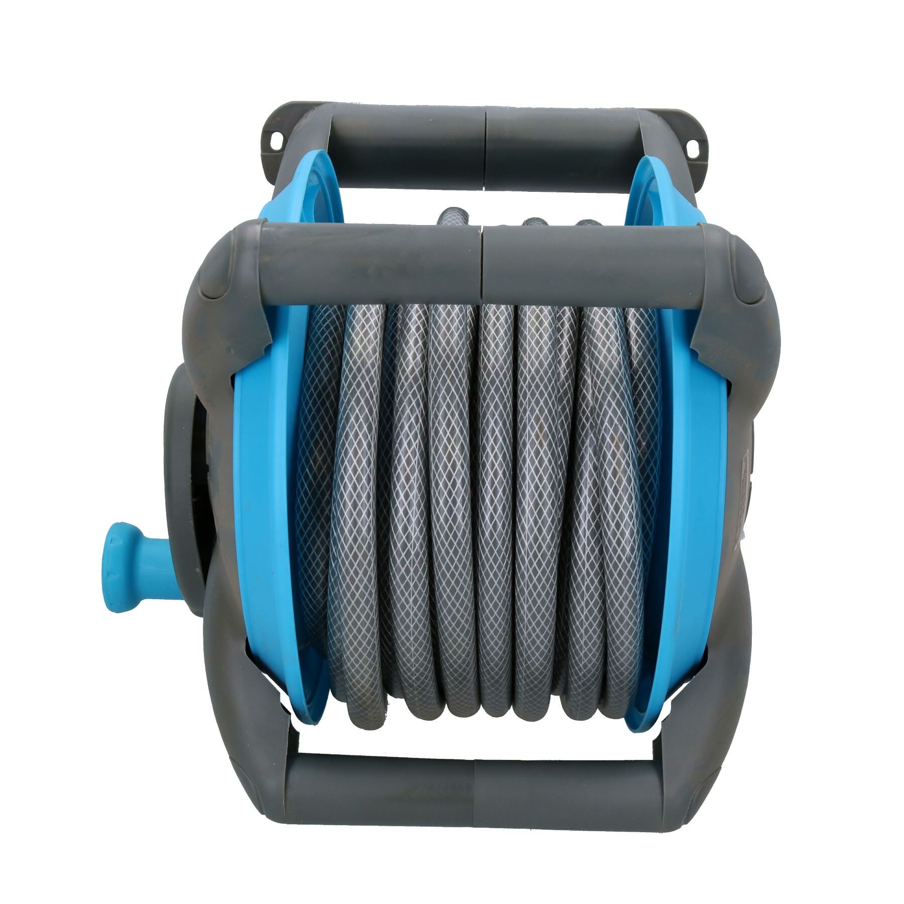 Garden Compact Wall Hose Reel With 15 Metres Of Hose + 5 Nozzles / Fittings