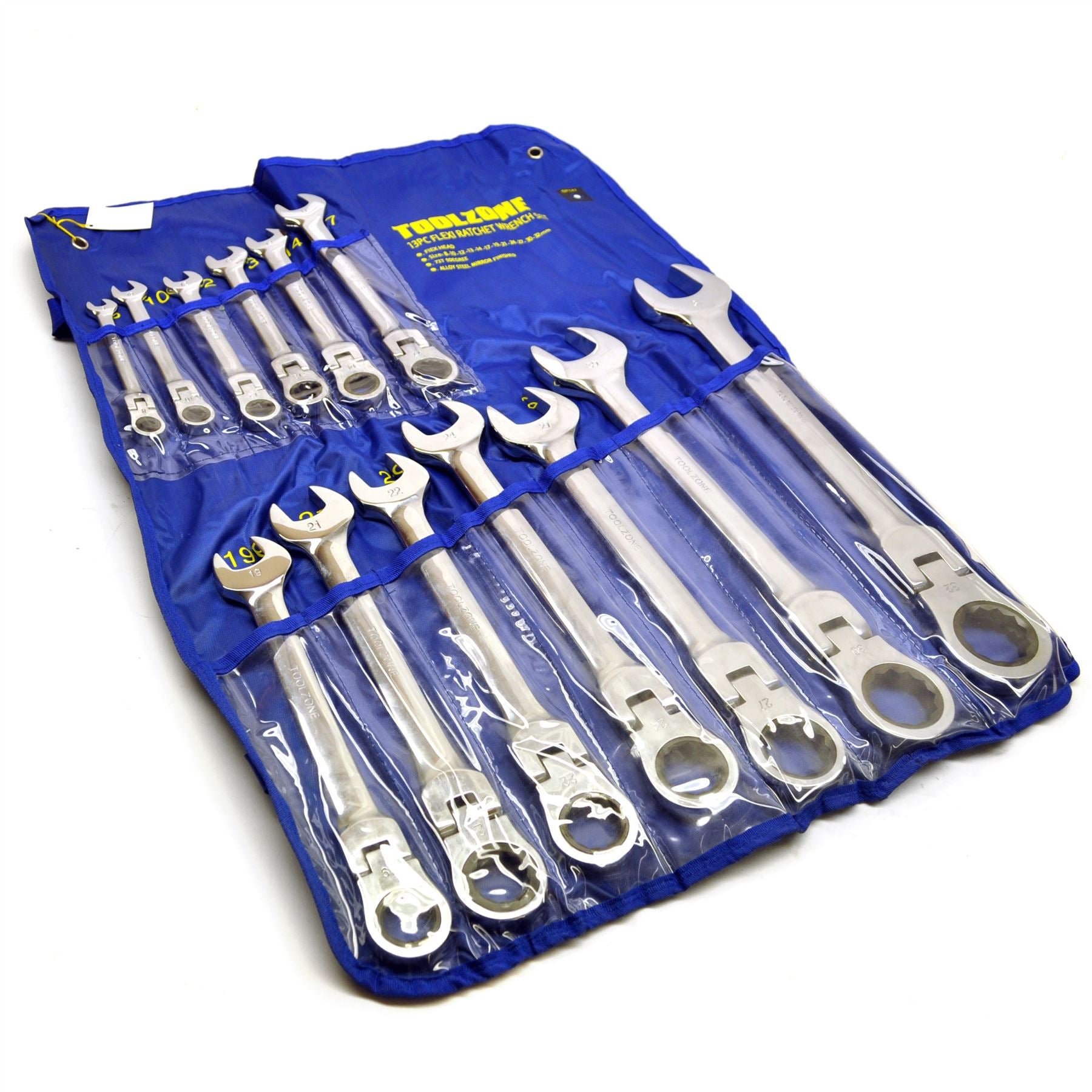 Flexi Head Large Ratchet Ring Spanner Wrench Set 13pc (8mm - 32mm) Metric TE314
