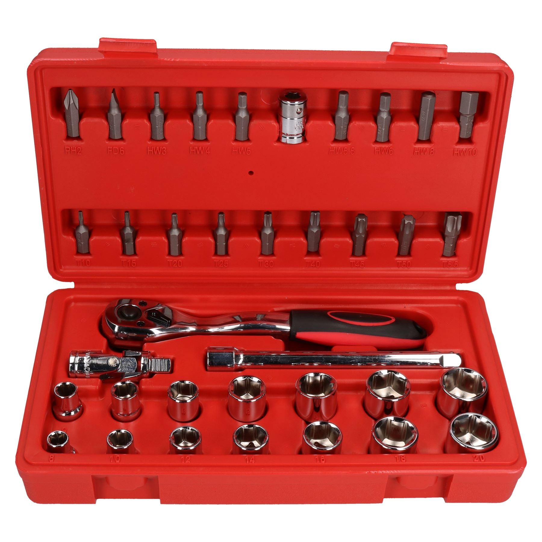 3/8" Drive Metric MM Shallow Socket and Accessory kit Hex Torx Bits 36pc