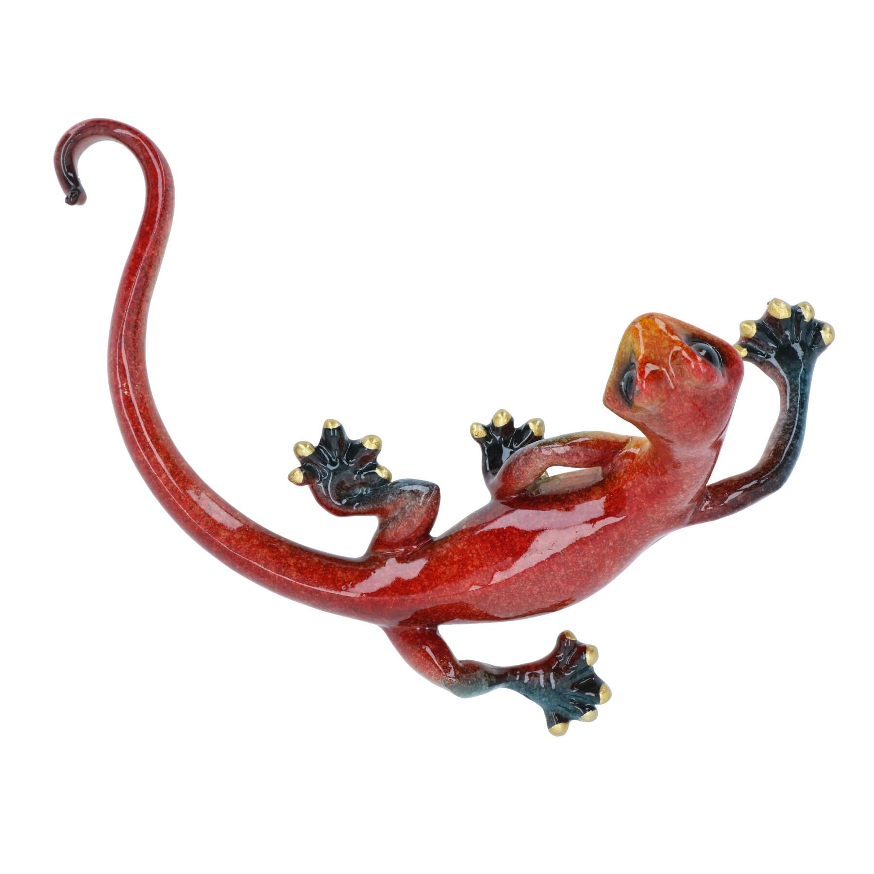 Red Speckled Gecko Lizard Resin Wall Shed Sculpture Decor Statue Medium